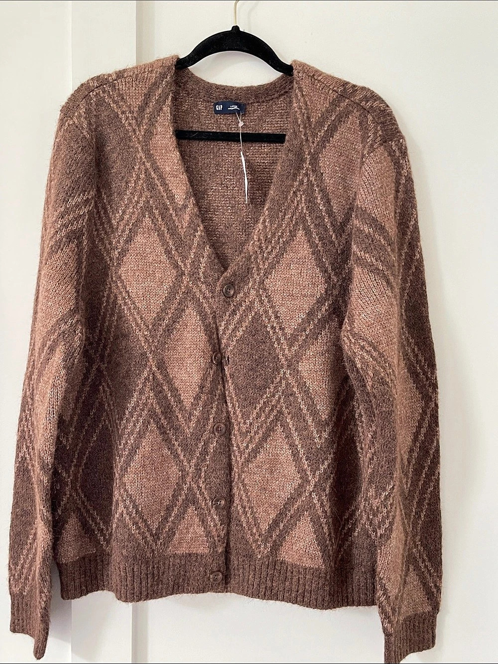 Gap Geometric Cardigan Brown Large NWT
